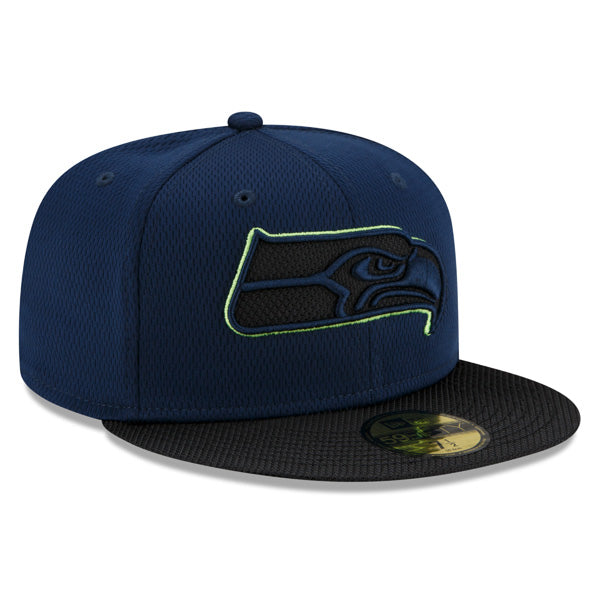 Seattle Seahawks New Era 2021 NFL Official Sideline ROAD 59FIFTY Fitted Hat - Navy/Black