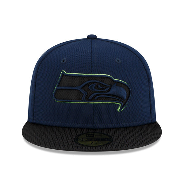 Seattle Seahawks New Era 2021 NFL Official Sideline ROAD 59FIFTY Fitted Hat - Navy/Black