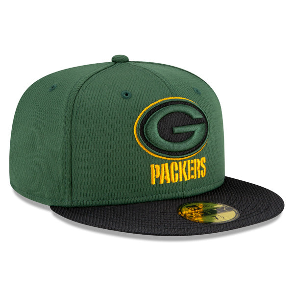 Green Bay Packers New Era 2021 NFL Official Sideline ROAD 59FIFTY Fitted Hat - Green/Black