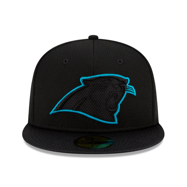 Carolina Panthers New Era 2021 NFL Official Sideline ROAD 59FIFTY Fitted Hat - Black/Panthers Blue