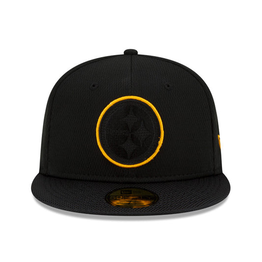 Pittsburgh Steelers New Era 2021 NFL Official Sideline ROAD 59FIFTY Fitted Hat - Black/Yellow