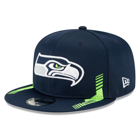 Seattle Seahawks New Era 2021 NFL Sideline HOME 9Fifty Snapback Hat - Navy/Lime