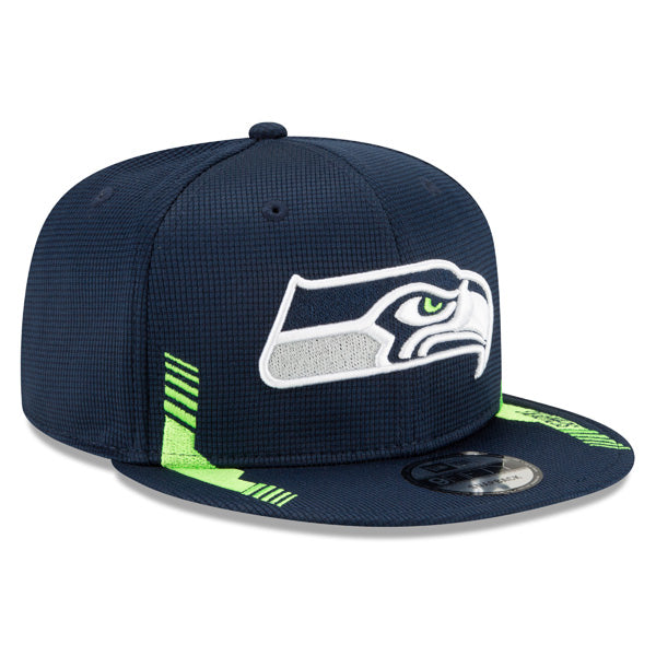 Seattle Seahawks New Era 2021 NFL Sideline HOME 9Fifty Snapback Hat - Navy/Lime