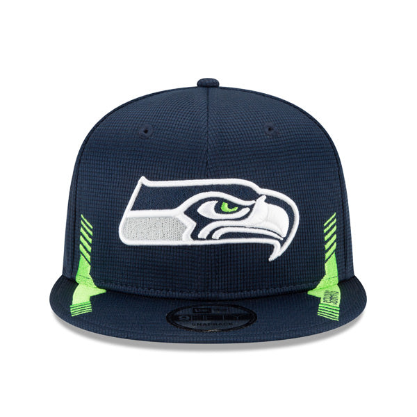 Seattle Seahawks New Era 2021 NFL Sideline HOME 9Fifty Snapback Hat - Navy/Lime