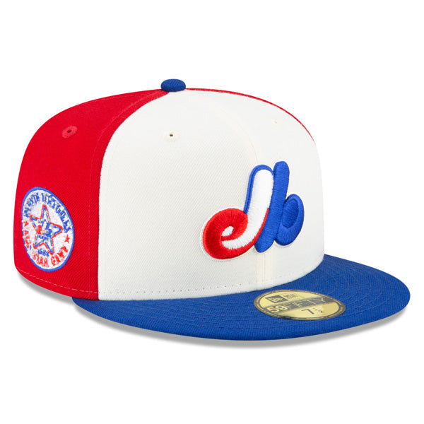 Montreal Expos EXCLUSIVE CRYSTAL 1982 All-Star Game Side Patch New Era 59FIFTY Fitted Hat – Off White/Icy Blue Bottom