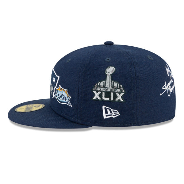 New England Patriots NFL New Era CHAMPIONS CURSIVE SERIES 59Fifty Fitted Hat - Navy