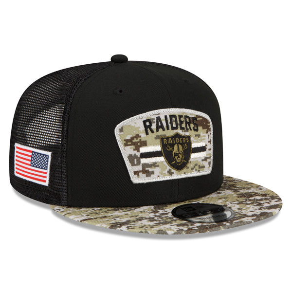 Las Vegas Raiders NFL 2021 Salute to Service 9FIFTY Snapback Hat - Black/Camo