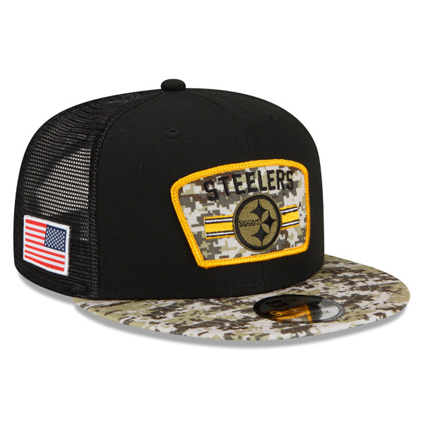 Pittsburgh Steelers NFL 2021 Salute to Service 9FIFTY Snapback Hat - Black/Camo