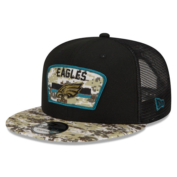 Philadelphia Eagles NFL 2021 Salute to Service 9FIFTY Snapback Hat - Black/Camo