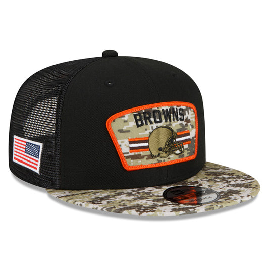 Cleveland Browns NFL 2021 Salute to Service 9FIFTY Snapback Hat - Black/Camo
