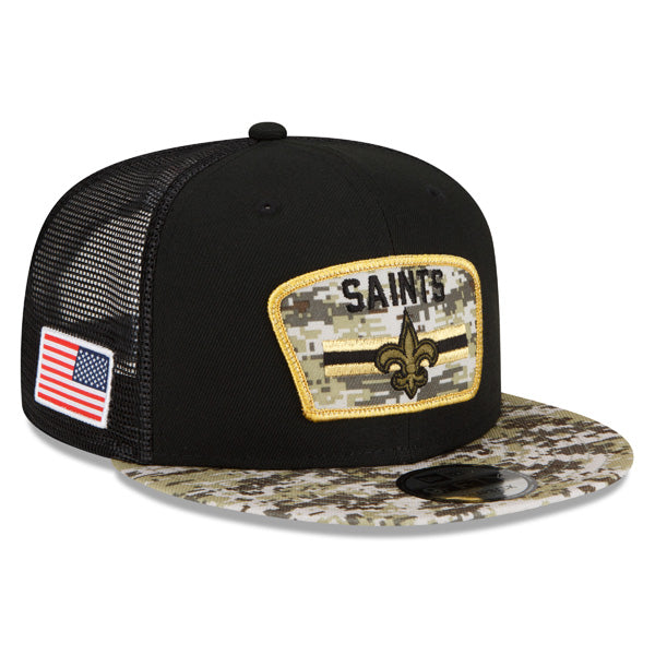 New Orleans Saints NFL 2021 Salute to Service 9FIFTY Snapback Hat - Black/Camo