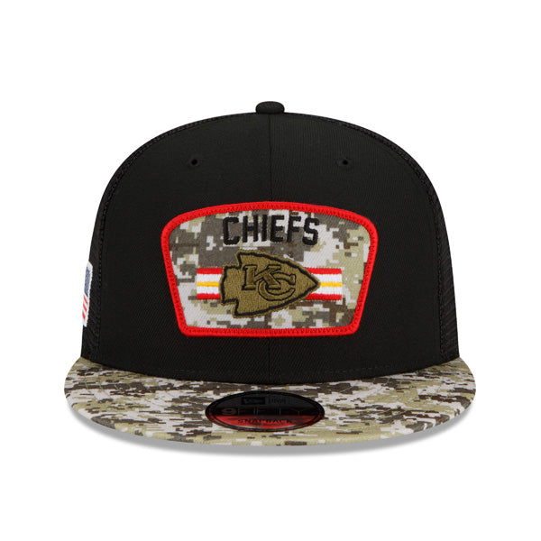 Kanas City Chiefs NFL 2021 Salute to Service 9FIFTY Snapback Hat - Black/Camo