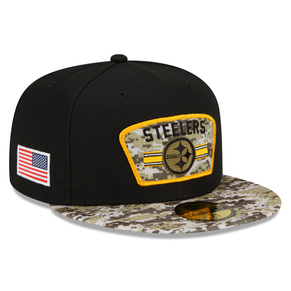 Pittsburgh Steelers New Era 2021 Salute To Service 59FIFTY Fitted Hat - Black/Camo