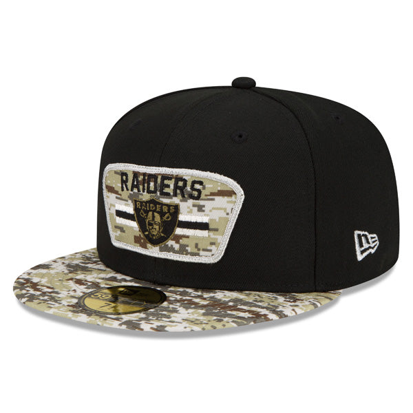 Las Vegas Raiders New Era 2021 Salute To Service 59FIFTY Fitted Hat - Black/Camo