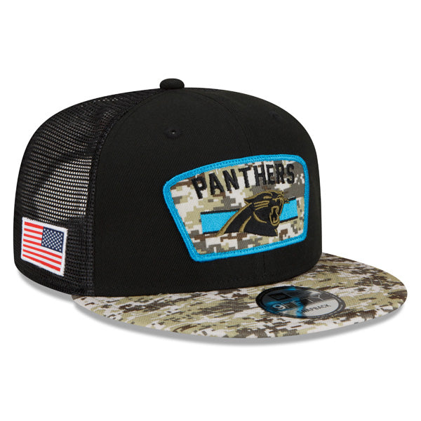 Carolina Panthers NFL 2021 Salute to Service 9FIFTY Snapback Hat - Black/Camo