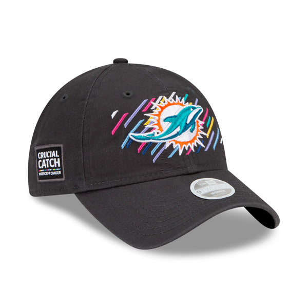 Miami Dolphins New Era Women's 2021 NFL Crucial Catch 9TWENTY Adjustable Hat - Charcoal