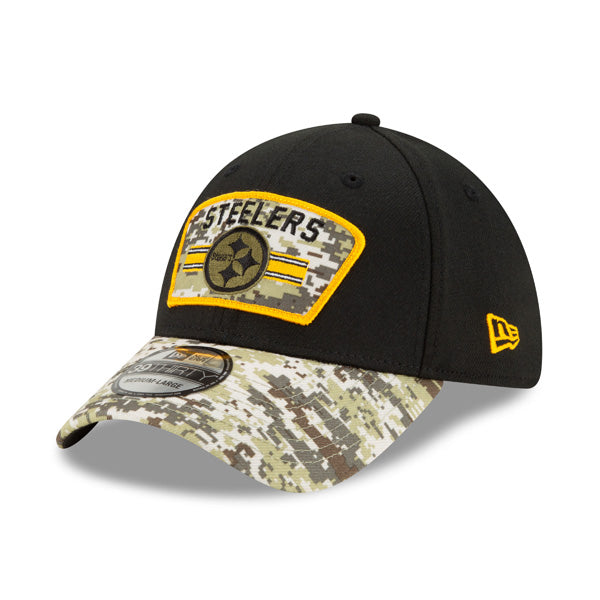 Pittsburgh Steelers New Era 2021 Salute To Service 39THIRTY Flex Hat - Black/Camo