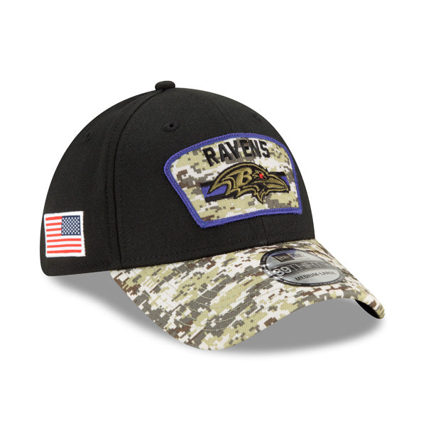 Baltimore Ravens New Era 2021 Salute To Service 39THIRTY Flex Hat - Black/Camo