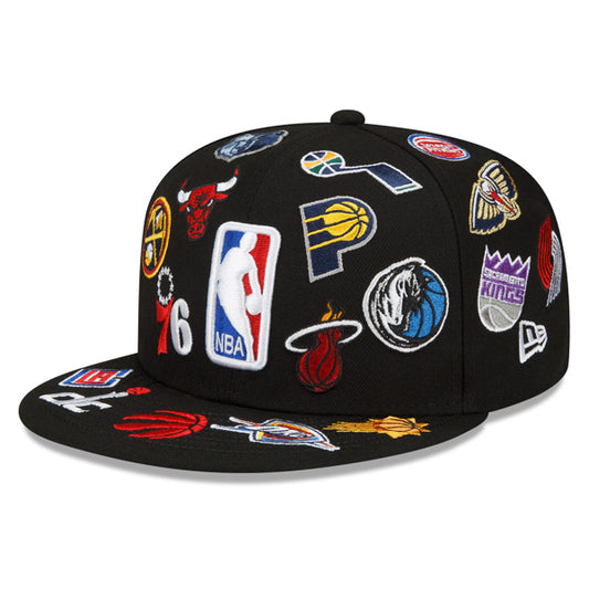 NBA Exclusive New Era ALL-OVER 59Fifty Fitted Hat - Black