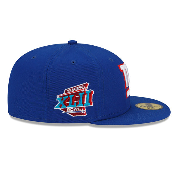 New York Giants SUPER BOWL XLll (42) Exclusive New Era 59Fifty Fitted Hat - Royal/Gray Bottom