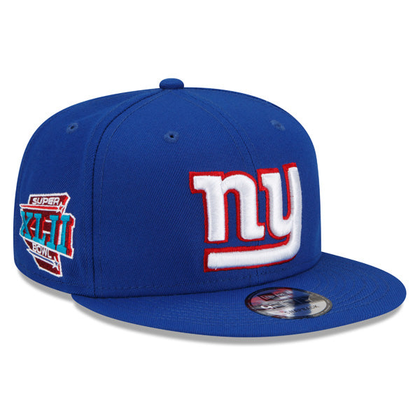 New York Giants Exclusive New Era Super Bowl XLll (42) PATCH-UP Snapback Hat - Royal