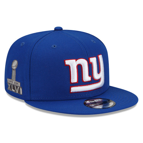 New York Giants Exclusive New Era Super Bowl XLVl (46) PATCH-UP Snapback Hat - Royal