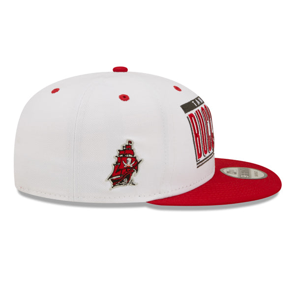 Tampa Bay Buccaneers New Era RETRO TITLE 9Fifty Snapback NFL Hat - White/Scarlet