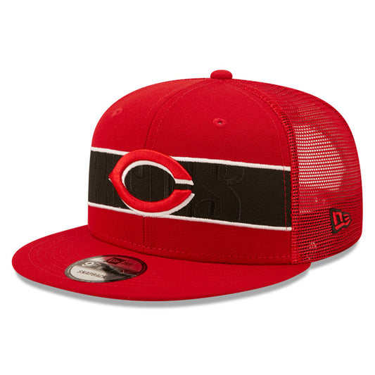 Cincinnati Reds New Era MLB TONAL BAND TRUCKER 9FIFTY Snapback Hat - Black/Red