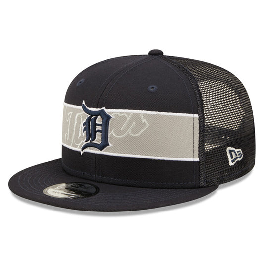 Detroit Tigers New Era MLB TONAL BAND TRUCKER 9FIFTY Snapback Hat - Navy/Gray