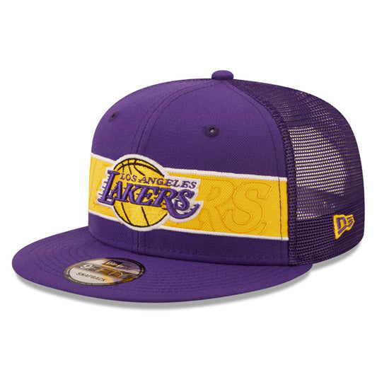 Los Angeles Lakers New Era NBA TONAL BAND TRUCKER 9FIFTY Snapback Hat - Purple/Yellow