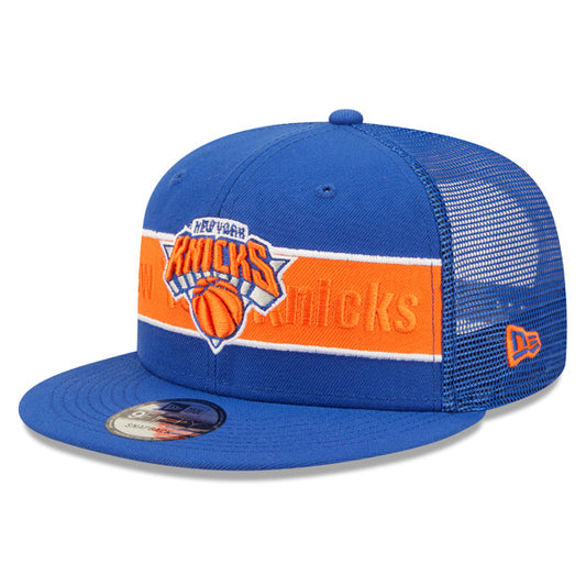 New York Knicks New Era NBA TONAL BAND TRUCKER 9FIFTY Snapback Hat - Royal/Orange