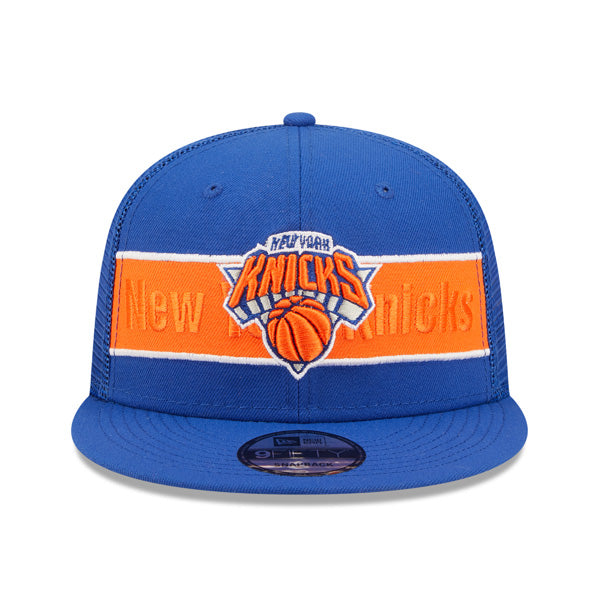 New York Knicks New Era NBA TONAL BAND TRUCKER 9FIFTY Snapback Hat - Royal/Orange