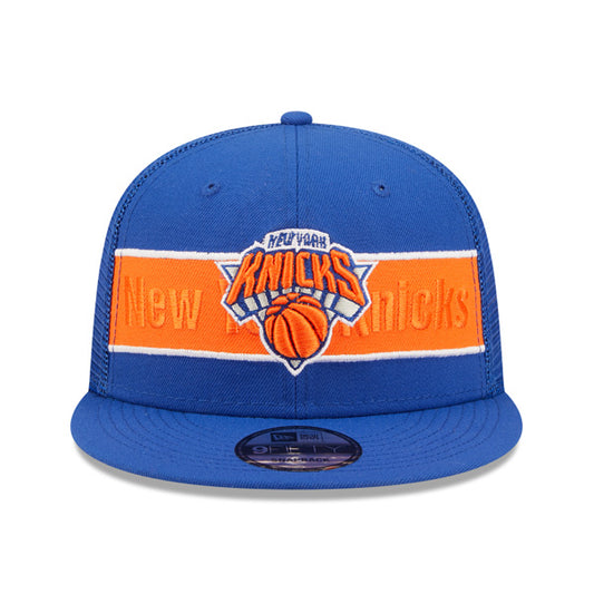 New York Knicks New Era NBA TONAL BAND TRUCKER 9FIFTY Snapback Hat - Royal/Orange