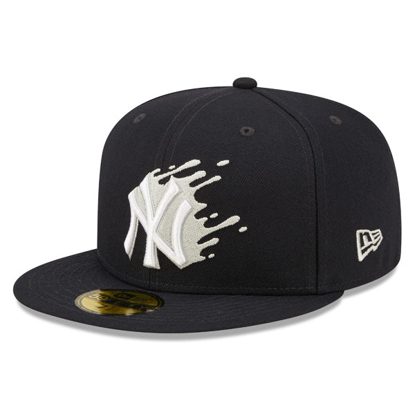 New York Yankees New Era MLB Exclusive SPLATTER 59Fifty Fitted Hat - Navy/Gray Bottom