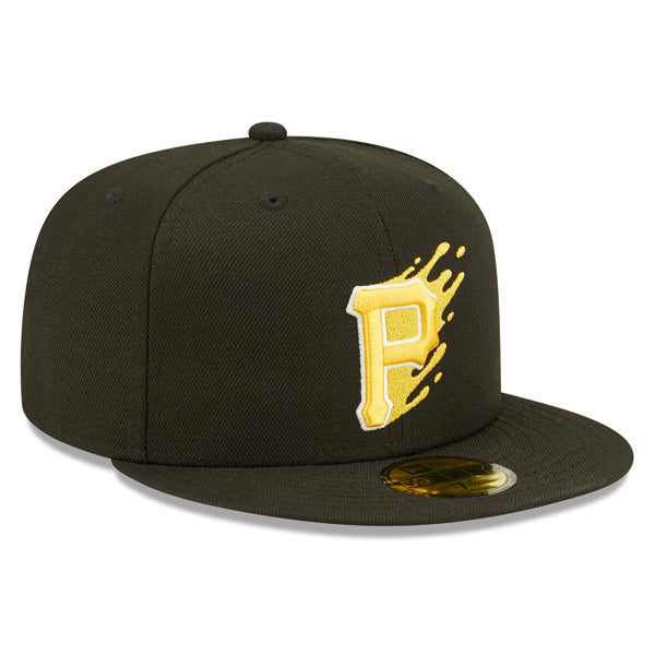 Pittsburgh Pirates New Era MLB Exclusive SPLATTER 59Fifty Fitted Hat - Black/Gray Bottom no