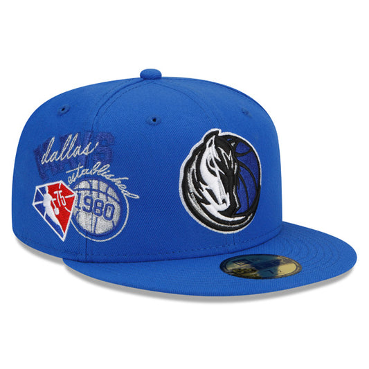 Dallas Mavericks New Era 2022 BACK HALF NBA 59Fifty Fitted Hat - Royal/Gray Bottom
