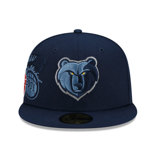 Memphis Grizzlies New Era 2022 BACK HALF NBA 59Fifty Fitted Hat - Navy/Gray Bottom