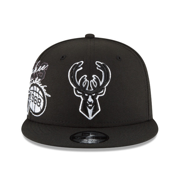 Milwaukee Bucks New Era 2022 Back Half 9FIFTY Snapback Adjustable Hat - Black