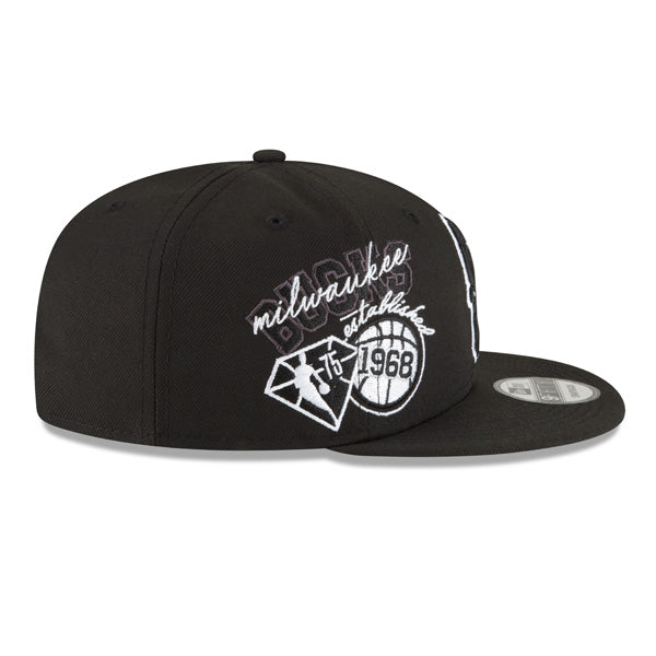 Milwaukee Bucks New Era 2022 Back Half 9FIFTY Snapback Adjustable Hat - Black