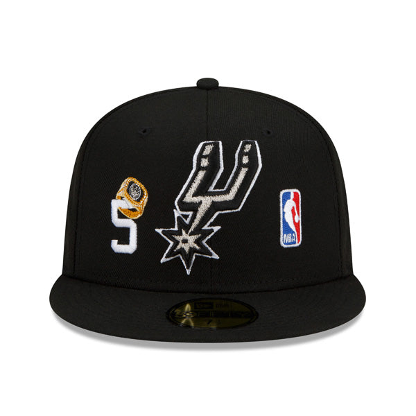 San Antonio Spurs New Era NBA Exclusive COUNT THE RINGS 59Fifty Fitted Hat - Black/Silver/Gray Bottom