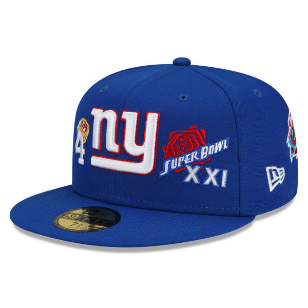 New York Giants New Era NFL Exclusive COUNT THE RINGS 59Fifty Fitted Hat - Royal/Gray Bottom