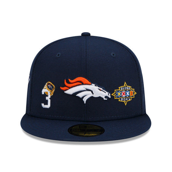 Denver Broncos New Era NFL Exclusive COUNT THE RINGS 59Fifty Fitted Hat - Navy/Gray Bottom