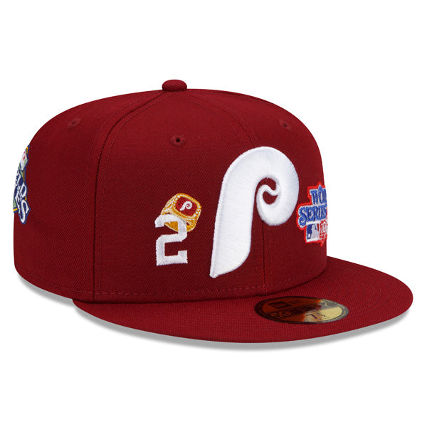 Philadelphia Phillies New Era MLB Exclusive COUNT THE RINGS 59Fifty Fitted Hat - Maroon/Gray