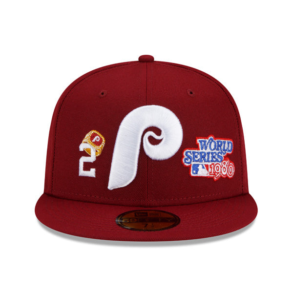 Philadelphia Phillies New Era MLB Exclusive COUNT THE RINGS 59Fifty Fitted Hat - Maroon/Gray