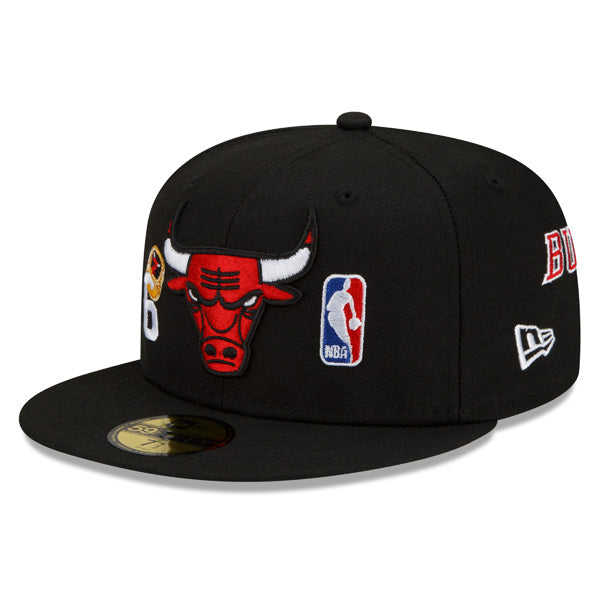 Chicago Bulls New Era NBA Exclusive COUNT THE RINGS 59Fifty Fitted Hat - Black/Red/Gray Bottom