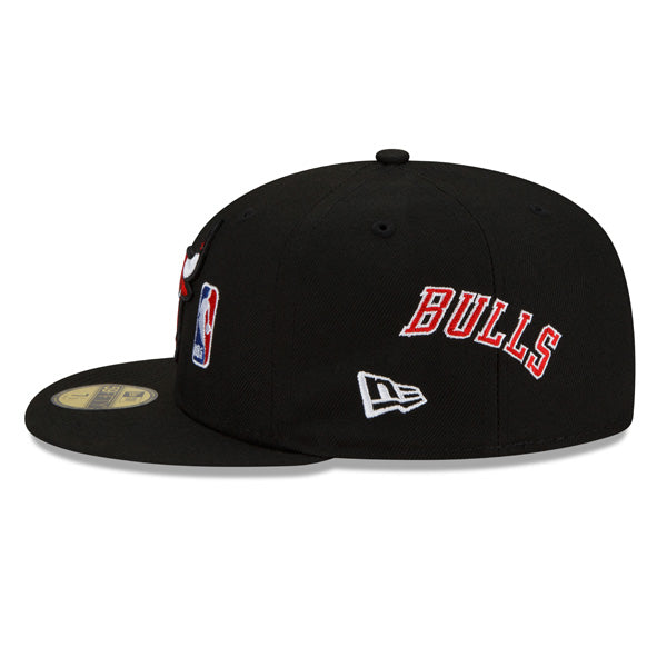 Chicago Bulls New Era NBA Exclusive COUNT THE RINGS 59Fifty Fitted Hat - Black/Red/Gray Bottom