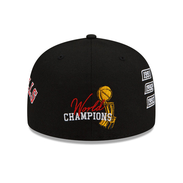 Chicago Bulls New Era NBA Exclusive COUNT THE RINGS 59Fifty Fitted Hat - Black/Red/Gray Bottom