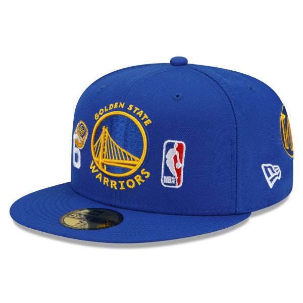 Golden State Warriors New Era NBA Exclusive COUNT THE RINGS 59Fifty Fitted Hat - Royal/Gray Bottom