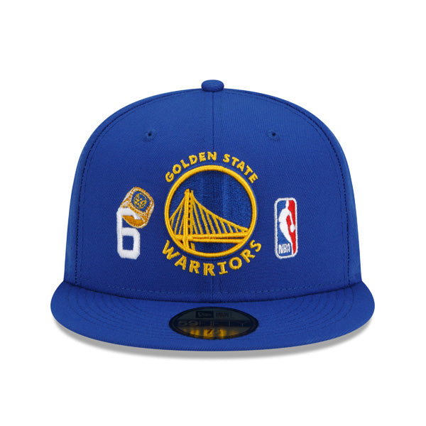 Golden State Warriors New Era NBA Exclusive COUNT THE RINGS 59Fifty Fitted Hat - Royal/Gray Bottom