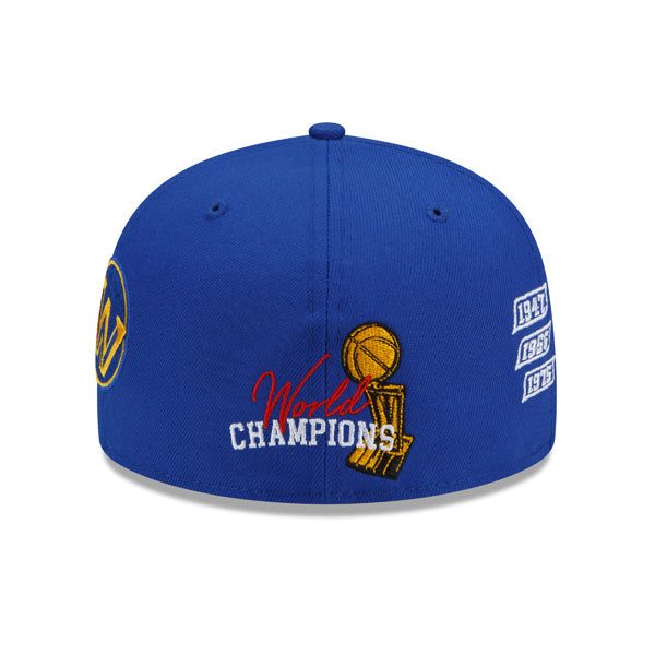 Golden State Warriors New Era NBA Exclusive COUNT THE RINGS 59Fifty Fitted Hat - Royal/Gray Bottom